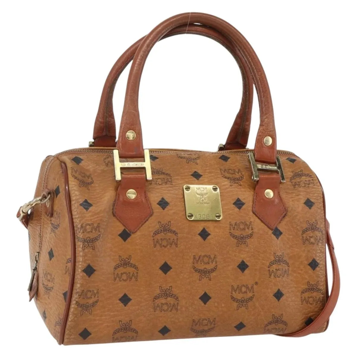 MCM Visetos Logogramme Leather Brown Leather Handbag (Pre-Owned)
