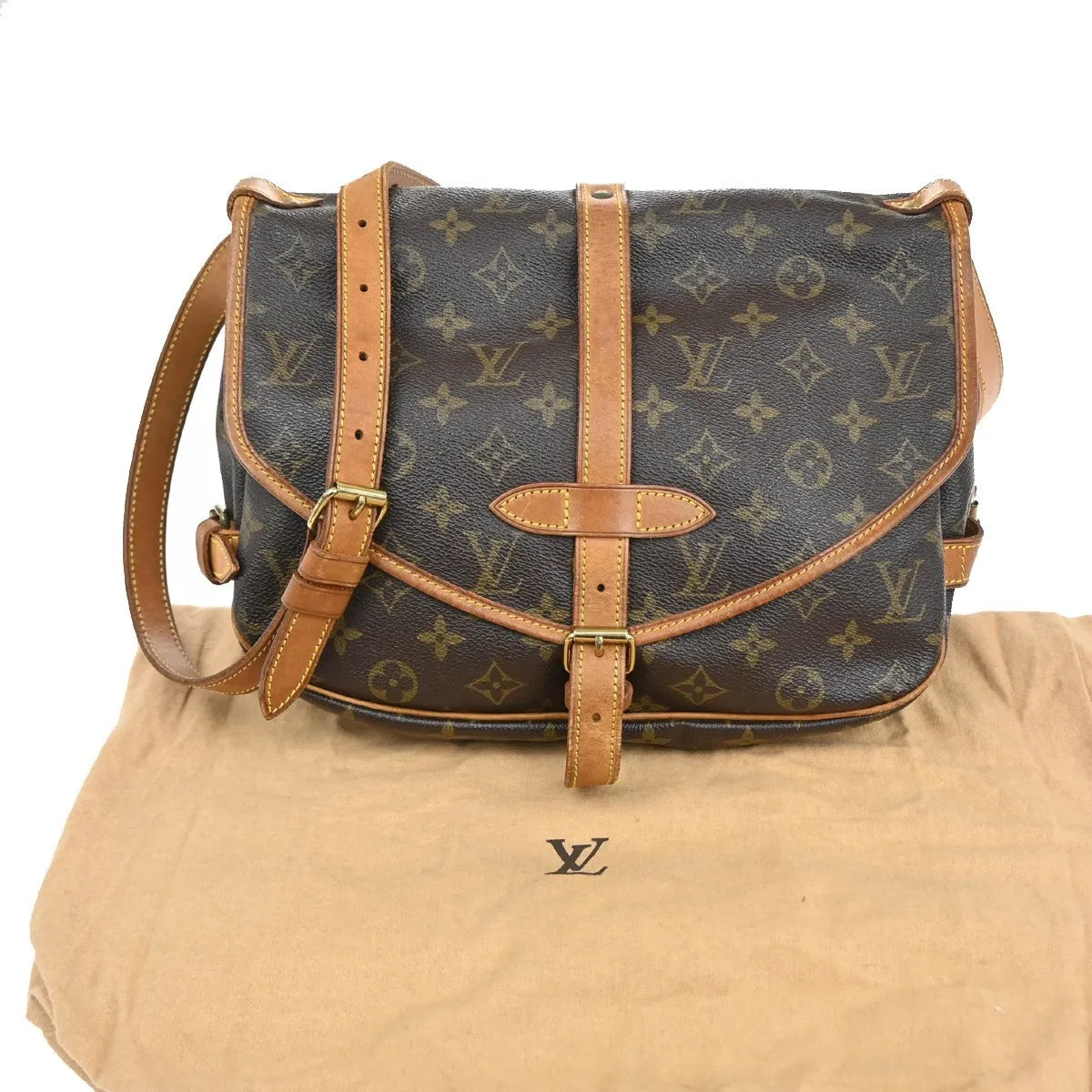 Louis Vuitton Saumur Monogram Canvas Brown Canvas Shoulder Bag Bag (Pre-Owned)