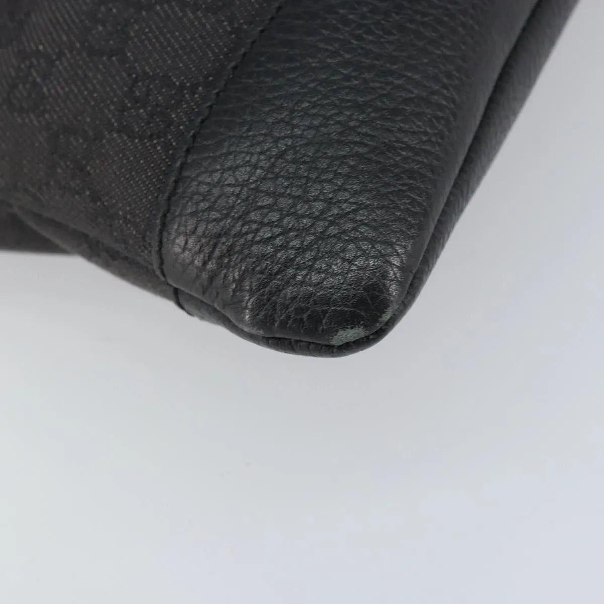 Gucci Zip Messenger Gg Canvas With Perforated Leather Black Canvas Shoulder Bag Bag (Pre-Owned)