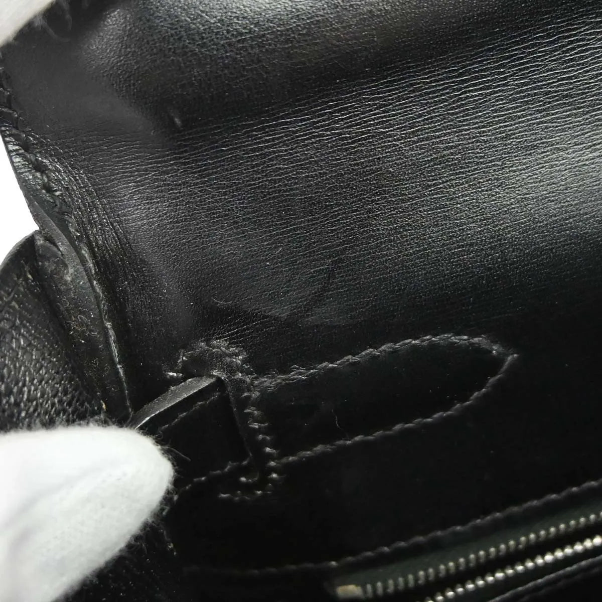 Hermes Kelly Handbag Black Box Calf With Palladium Hardware Black Leather Handbag (Pre-Owned)