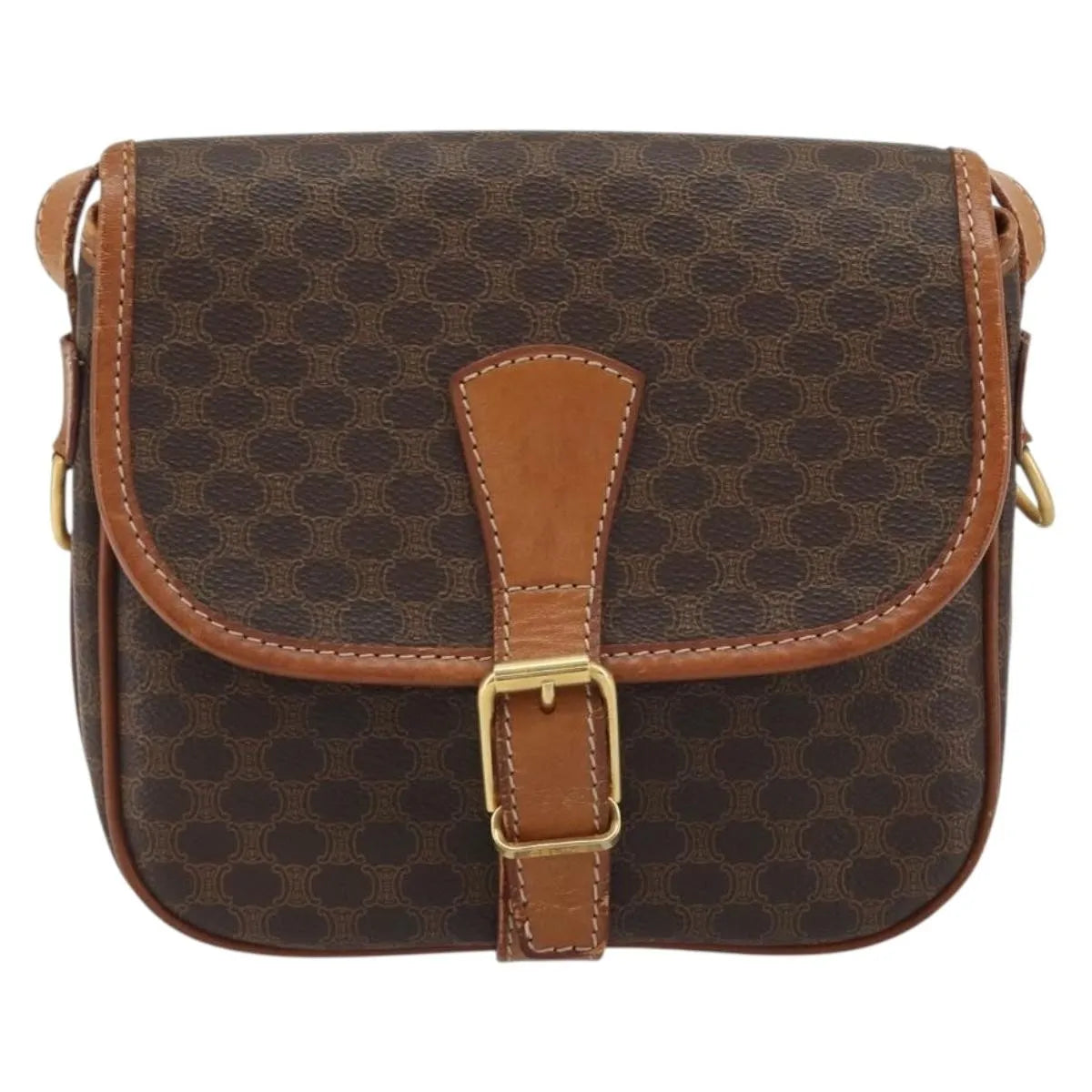 Celine Vintage Macadam Canvas And Leather Brown Canvas Shoulder Bag Bag (Pre-Owned)