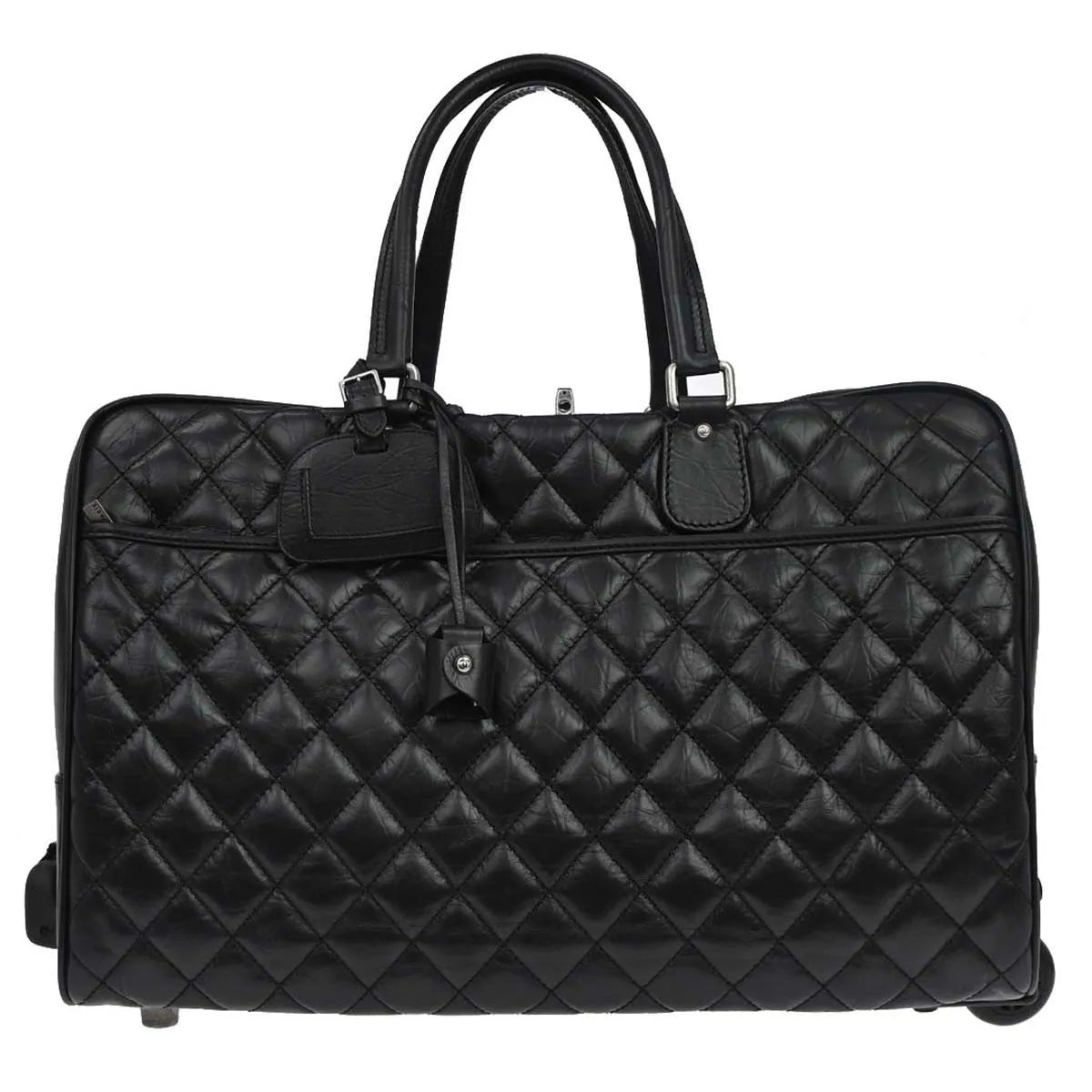 Chanel Chanel Paris New York Line Carry-On Bag Calfskin Black Calfskin Travel Bag Bag (Pre-Owned)