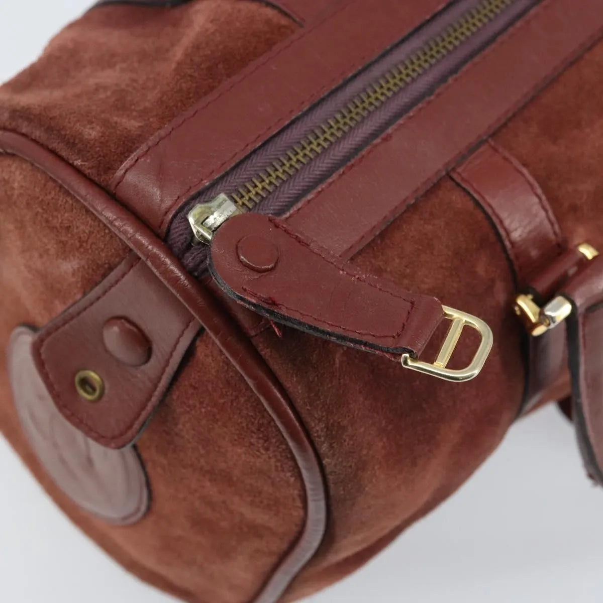 Cartier Must De Cartier Suede Burgundy Suede Handbag (Pre-Owned)