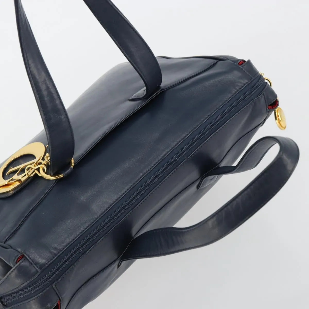 Christian Dior Vintage Leather Navy Leather Handbag (Pre-Owned)