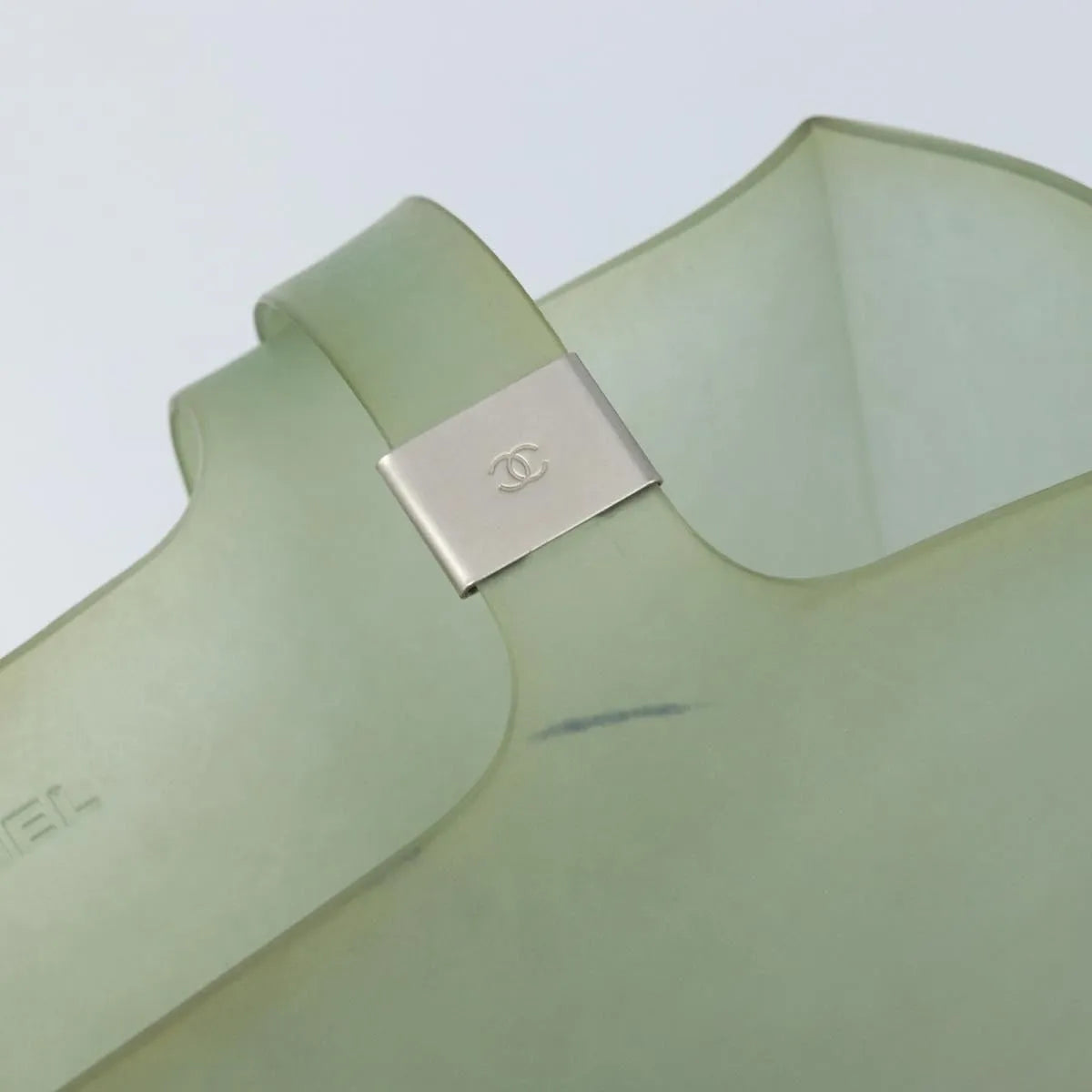 Chanel Vintage Logo Tote Plastic Green Plastic Tote Bag Bag (Pre-Owned)