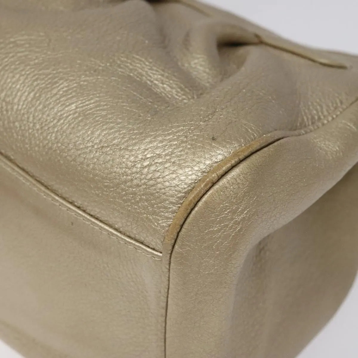 Salvatore Ferragamo Gancini Zip Tote Leather Gold Leather Handbag (Pre-Owned)