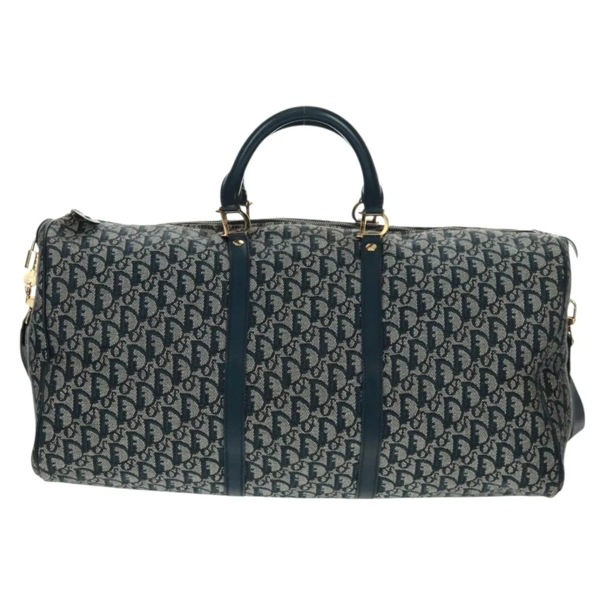 Christian Dior Vintage Trotter Boston Diorissimo Canvas Navy Canvas Handbag (Pre-Owned)