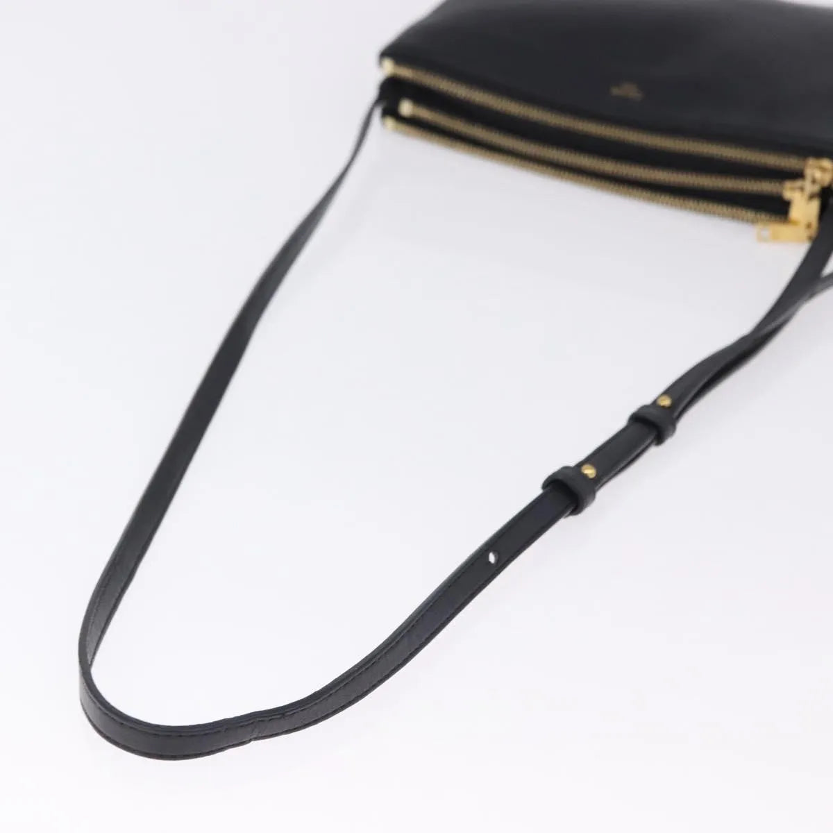 Celine Trio Leather Black Leather Shoulder Bag Bag (Pre-Owned)