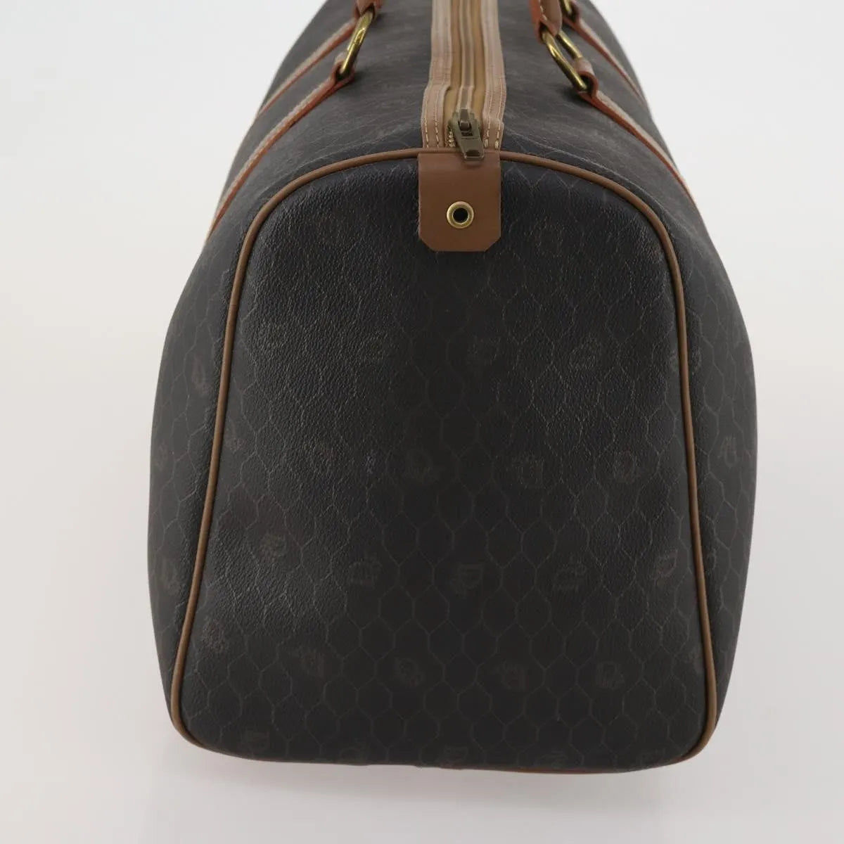 Christian Dior Vintage Honeycomb Boston Canvas And Leather Black Canvas Travel Bag Bag (Pre-Owned)