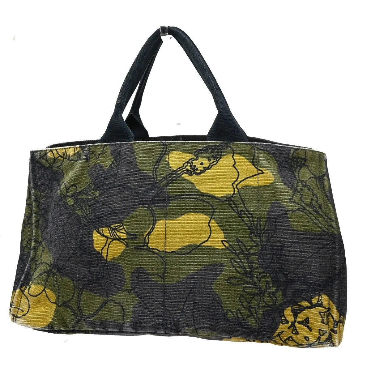 Prada Canapa Tote Printed Canvas Green Canvas Tote Bag Bag (Pre-Owned)