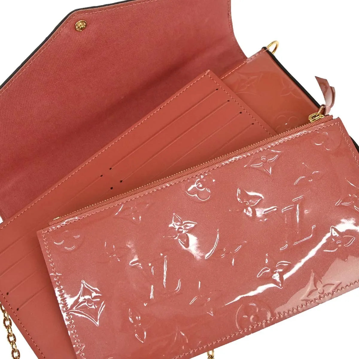 Louis Vuitton Felicie Pochette Limited Edition Valentine Dog Monogram Vernis Pink Patent_Leather Handbag (Pre-Owned)