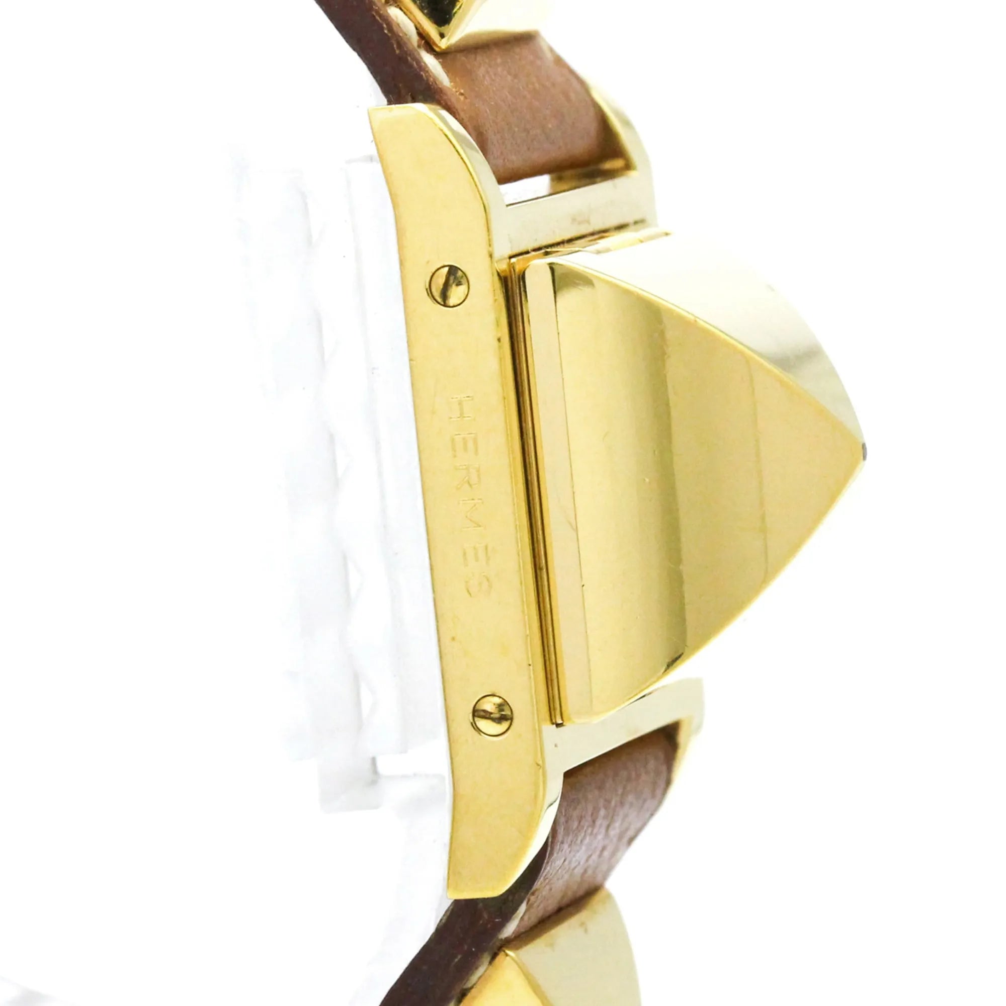 Hermes Medor Quartz Plated Metal And Leather Watch (Pre-Owned)