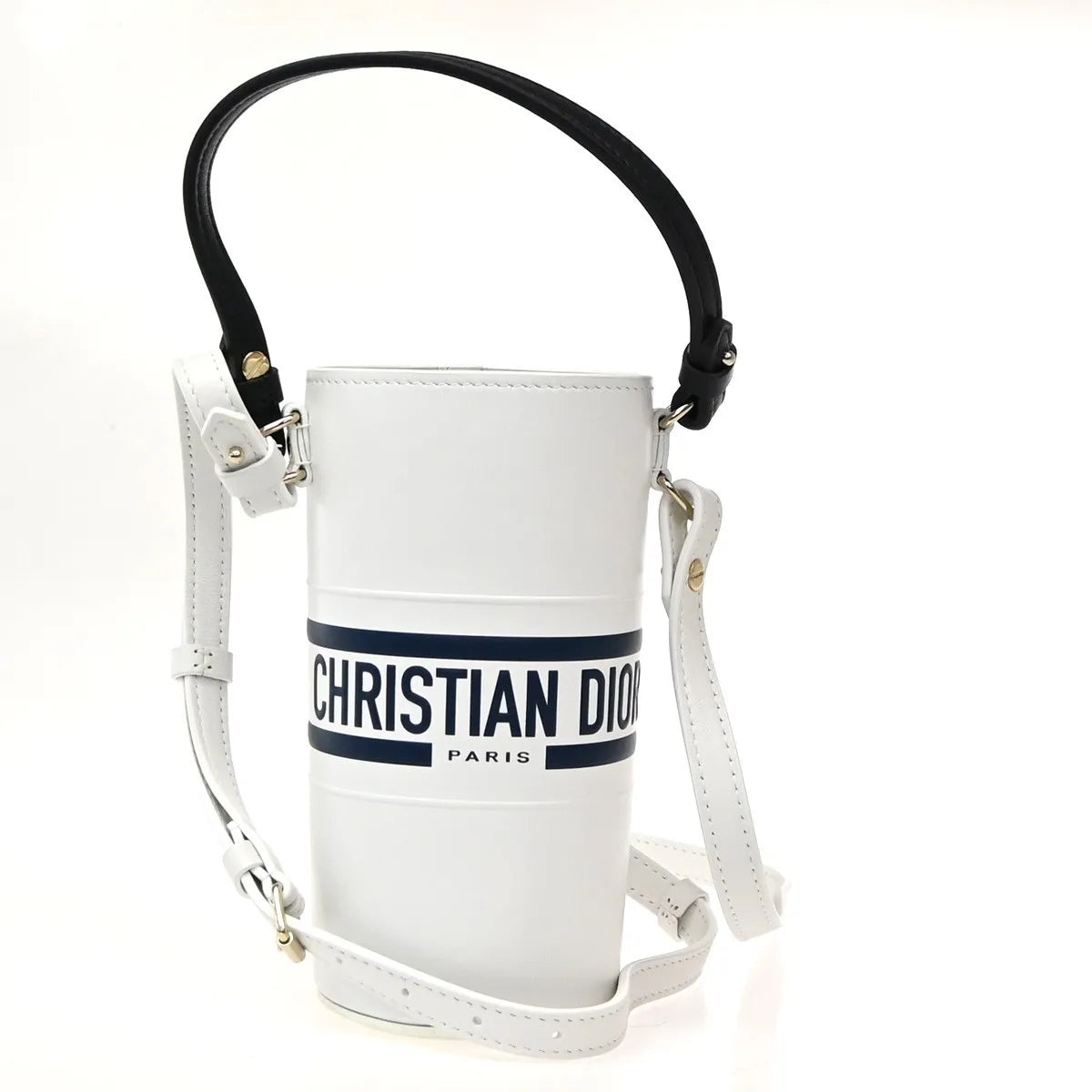 Christian Dior Vibe Bottle Holder Printed Leather White Leather Shoulder Bag Bag (Pre-Owned)
