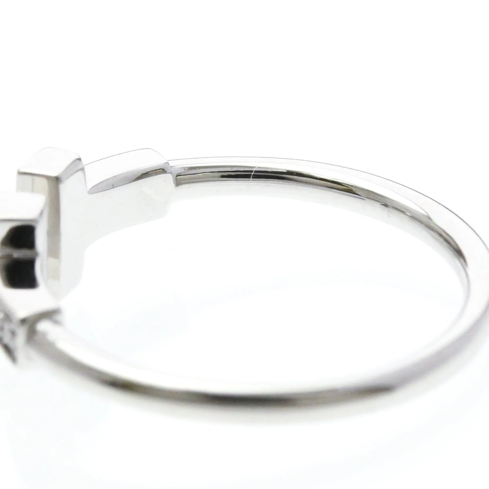 Tiffany & Co. T Wire 18K White Gold With Diamonds Silver White_Gold Ring Jewelry (Pre-Owned)