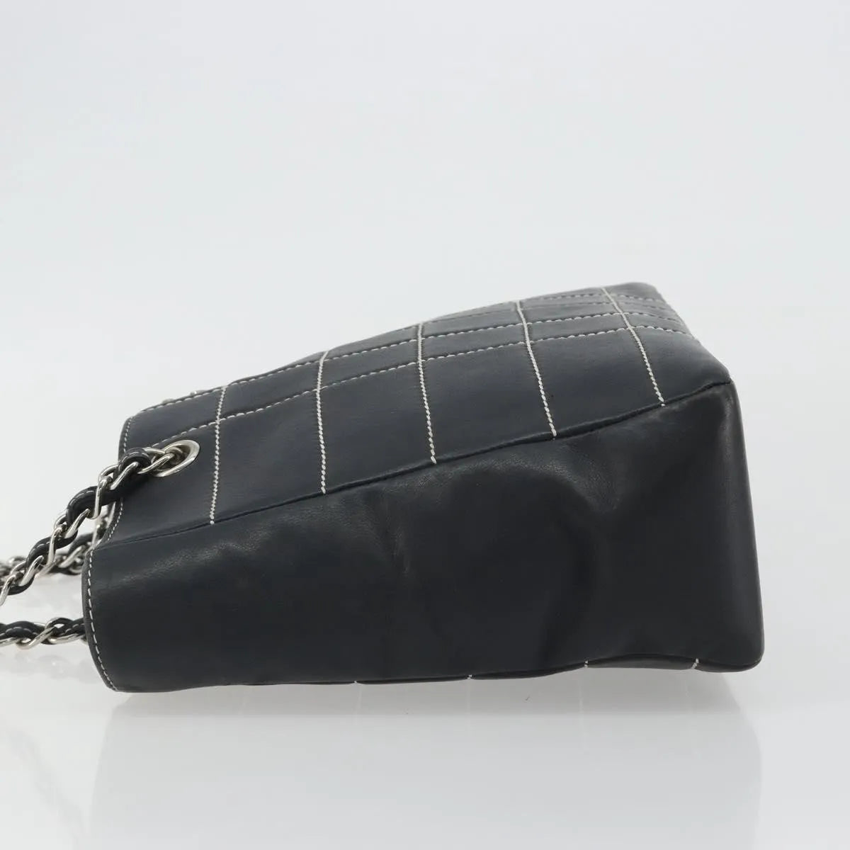 Chanel Vintage Chocolate Bar Tote Quilted Lambskin Navy Leather Tote Bag Bag (Pre-Owned)