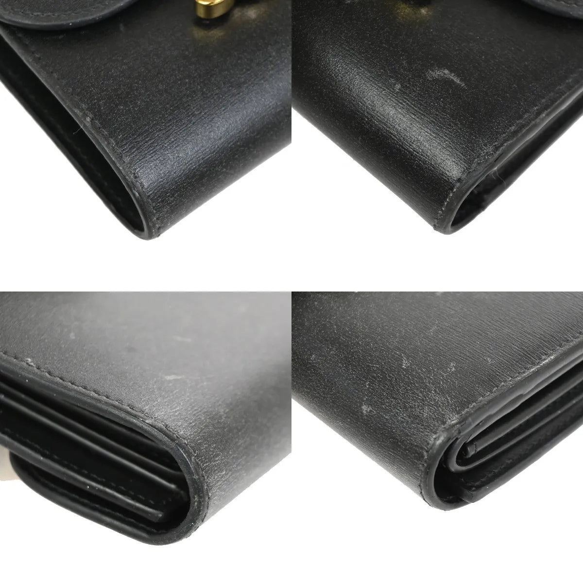 Celine Triomphe Trifold Leather Black Leather Wallets Accessory (Pre-Owned)