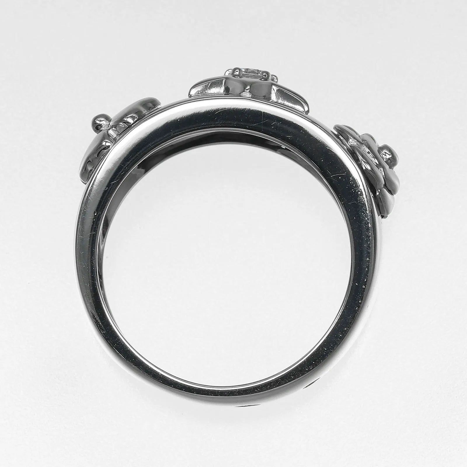 Chanel 3 Symbols 18K White Gold With Diamond Silver White_Gold Ring Jewelry (Pre-Owned)