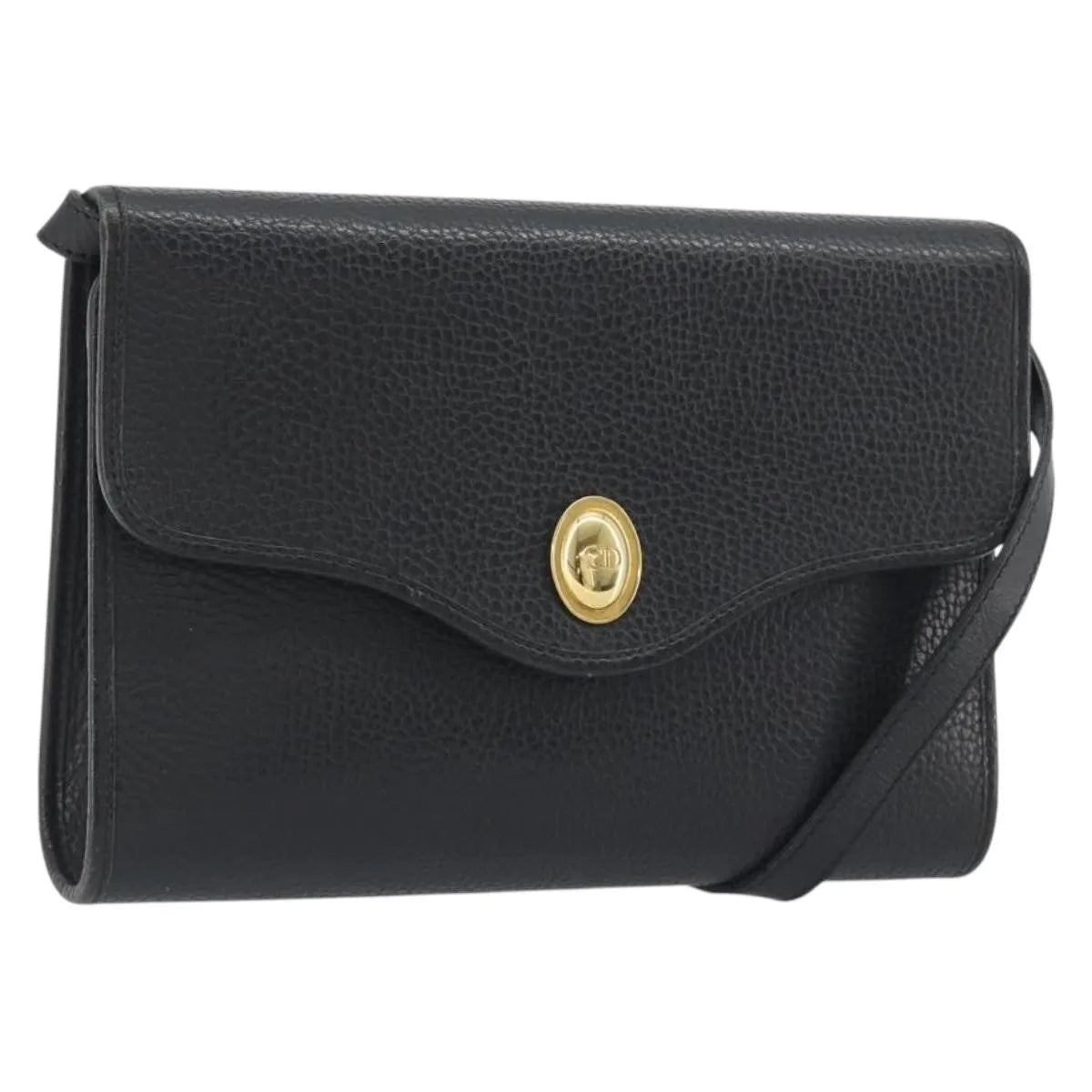 Christian Dior Vintage Cd Flap Leather Black Leather Shoulder Bag Bag (Pre-Owned)