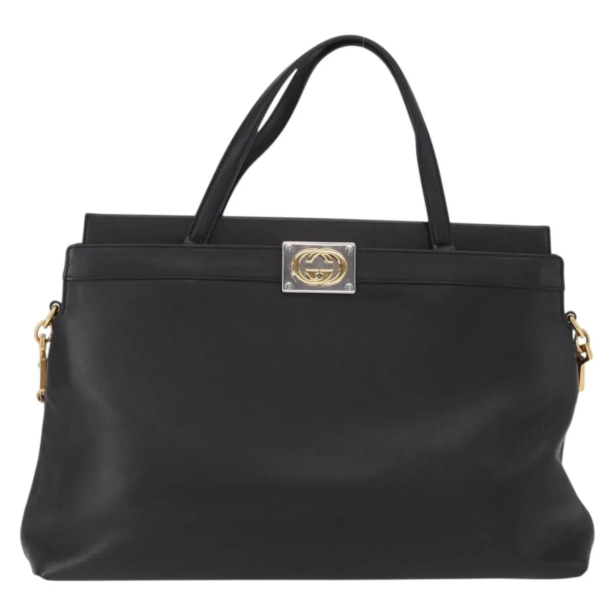 Gucci Linea Matisse Interlocking G Top Handle Tote Leather Black Leather Shoulder Bag Bag (Pre-Owned)