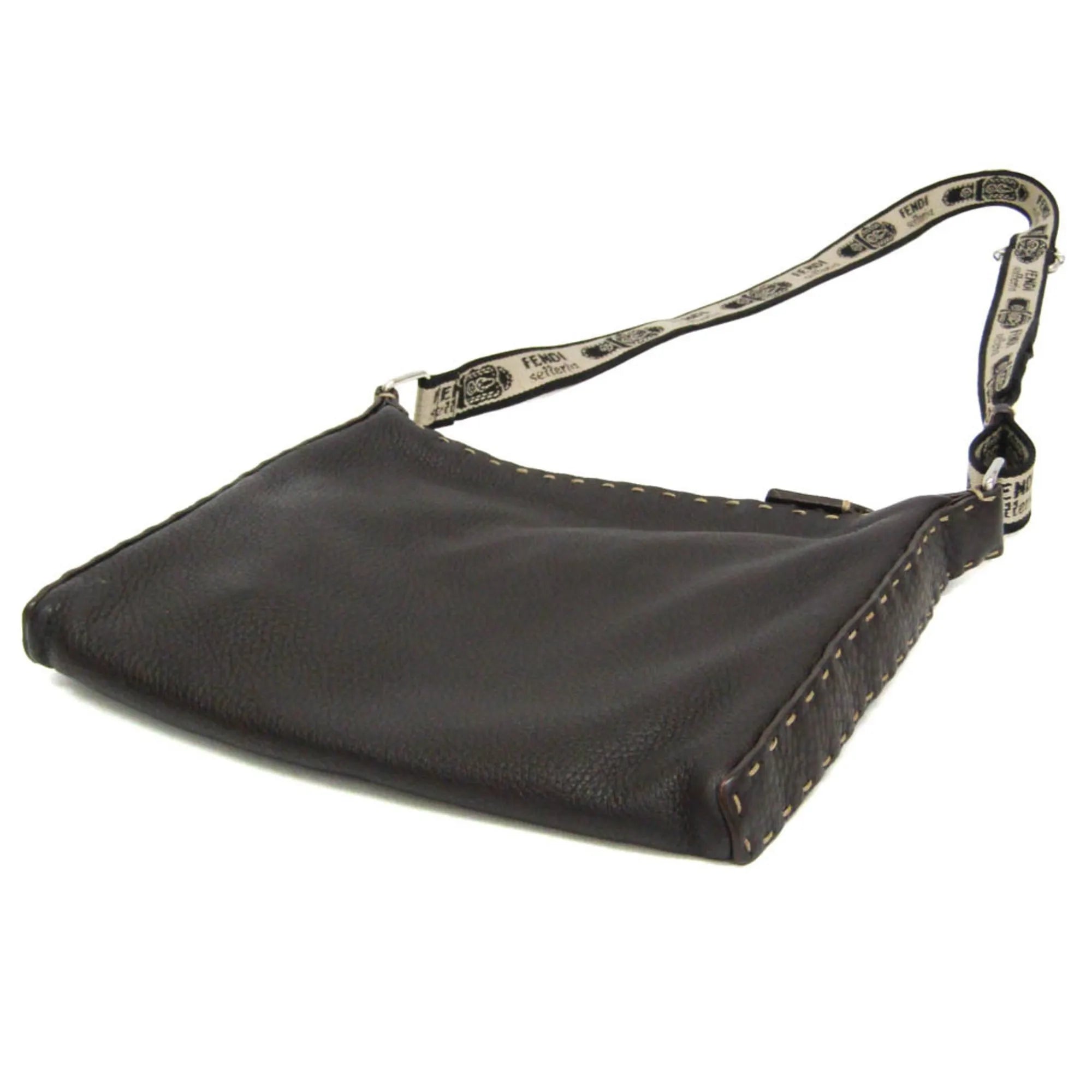 Fendi Vintage Selleria Zip Messenger Leather Brown Leather Shoulder Bag Bag (Pre-Owned)