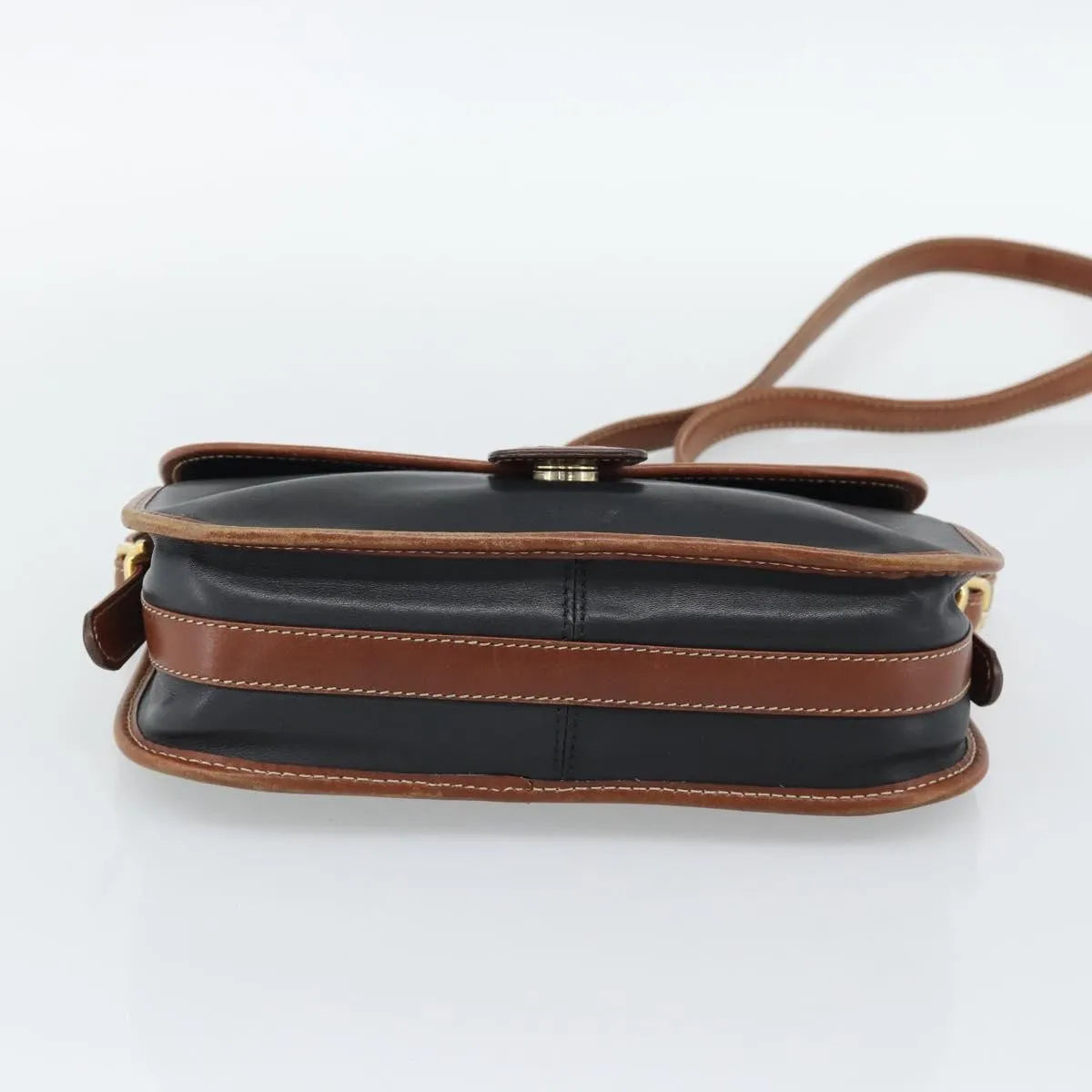 Celine Flap Shoulder Leather Black Leather Shoulder Bag Bag (Pre-Owned)