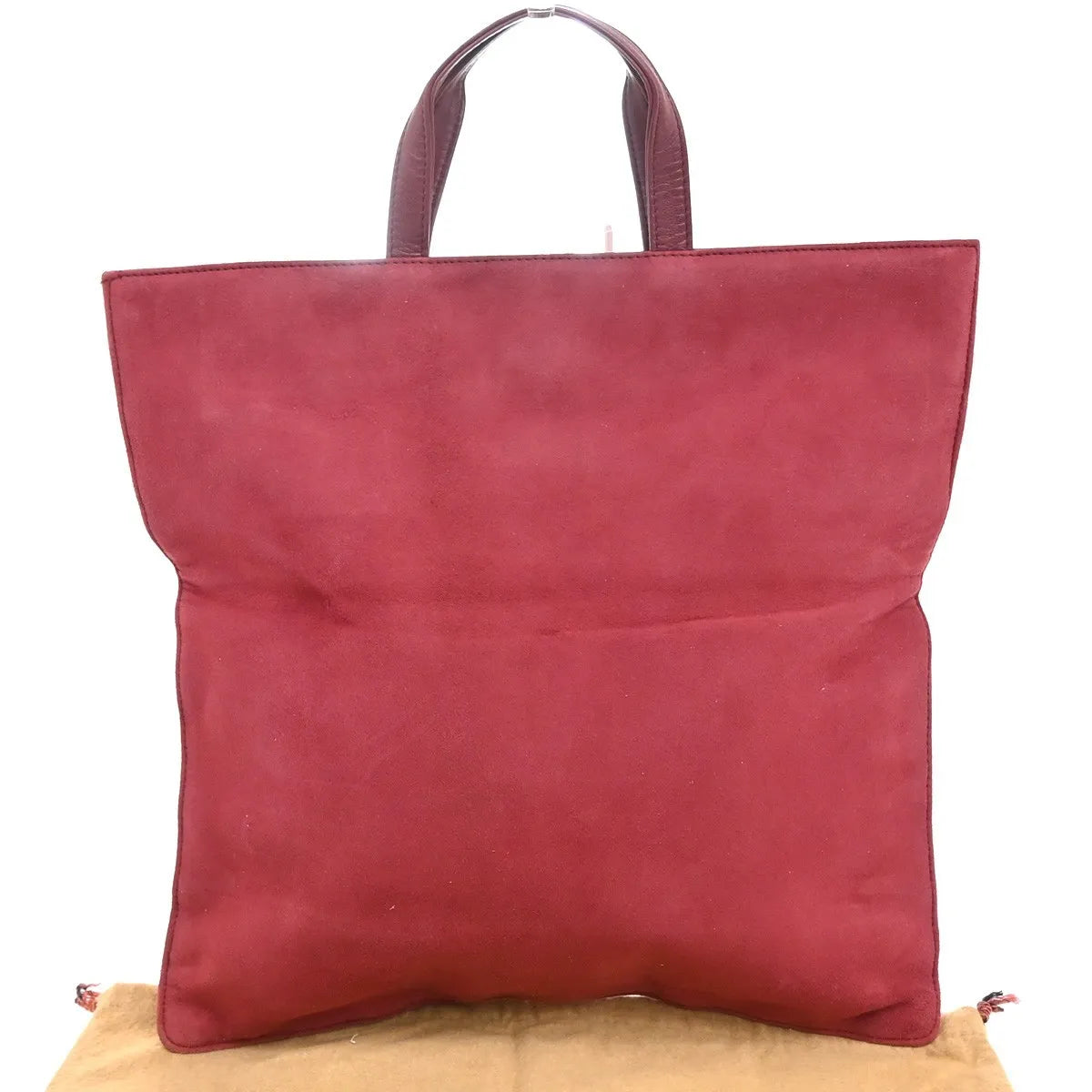 Loewe Anagram Tote Suede Red Suede Tote Bag Bag (Pre-Owned)