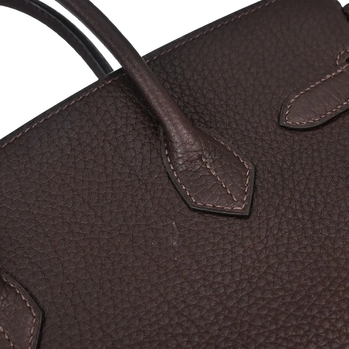 Hermes Hac Birkin Black Fjord With Palladium Hardware Brown Leather Handbag (Pre-Owned)