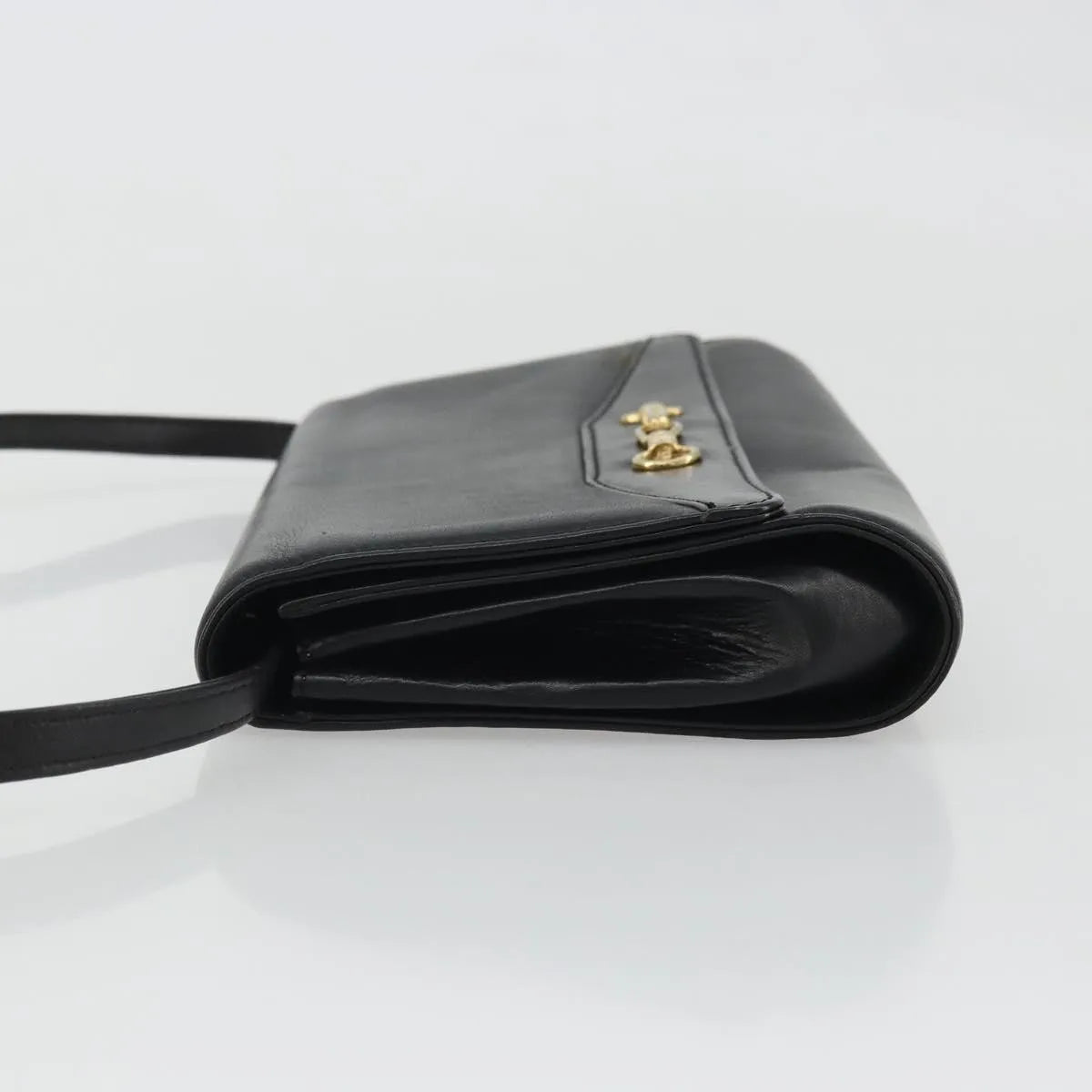 Celine Vintage Horsebit Sling Leather Black Leather Shoulder Bag Bag (Pre-Owned)