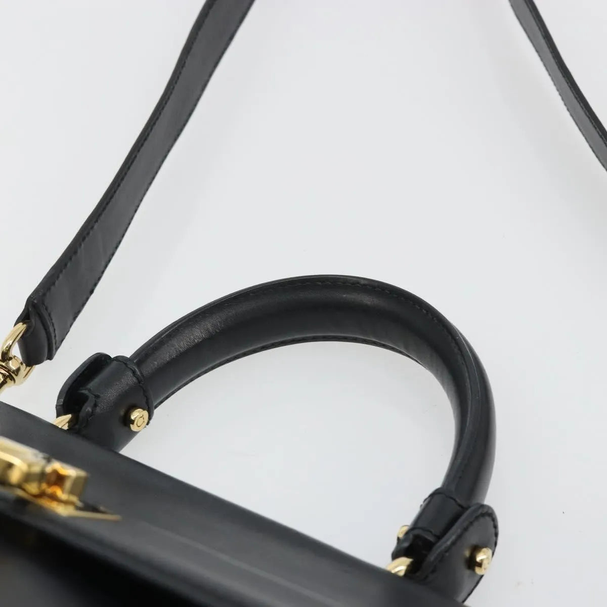 Salvatore Ferragamo Sofia Satchel Smooth Leather Black Leather Handbag (Pre-Owned)