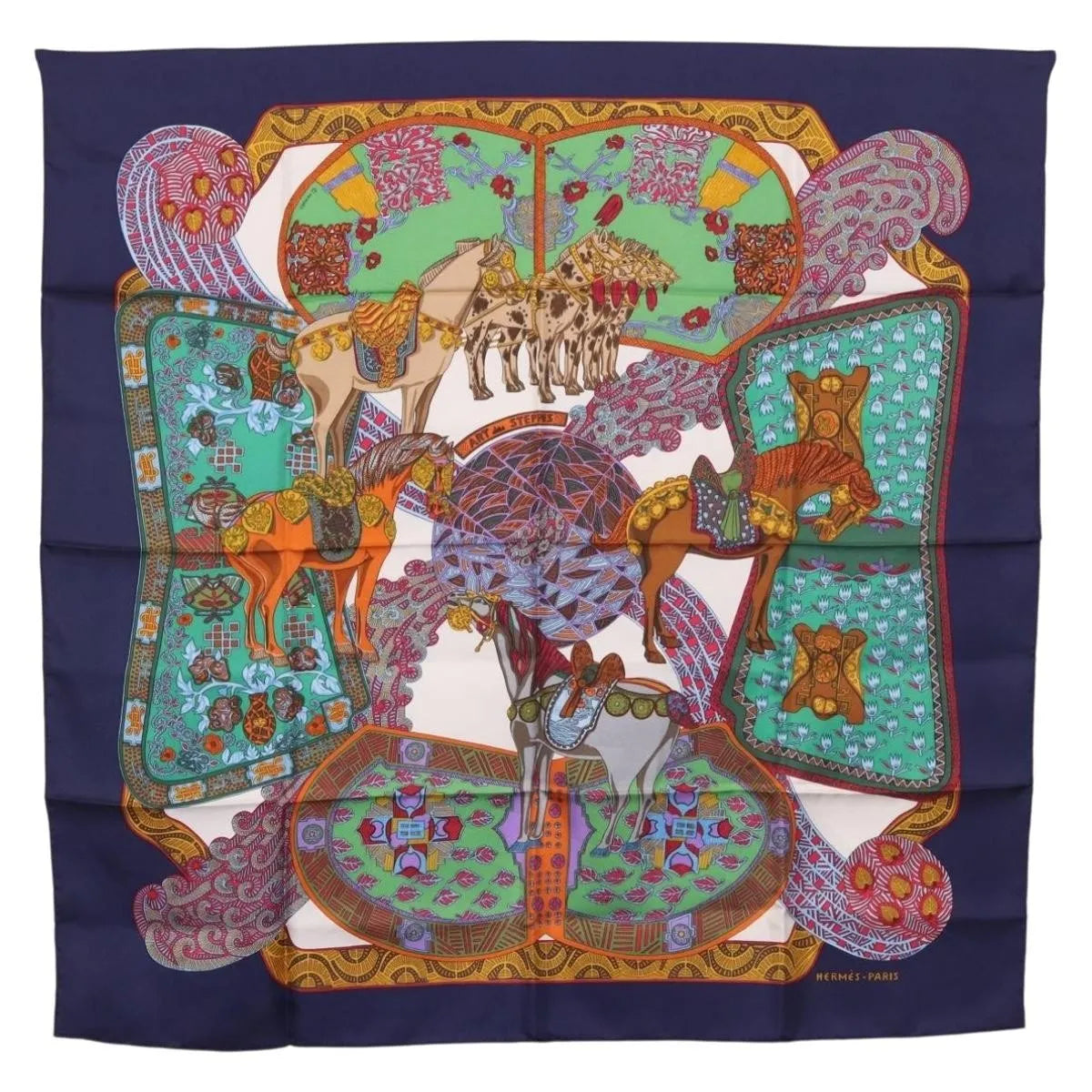 Hermes Carré 90 Silk Multicolor Navy Silk Scarve & Shawl Accessory (Pre-Owned)