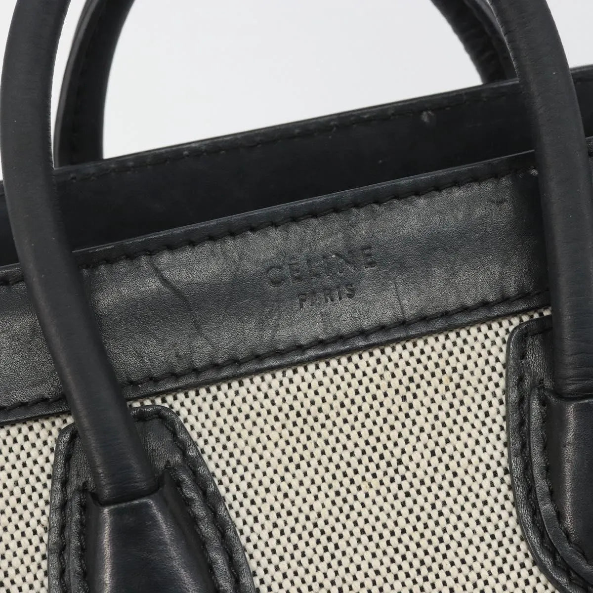 Celine Luggage Canvas And Leather Gray Canvas Tote Bag Bag (Pre-Owned)