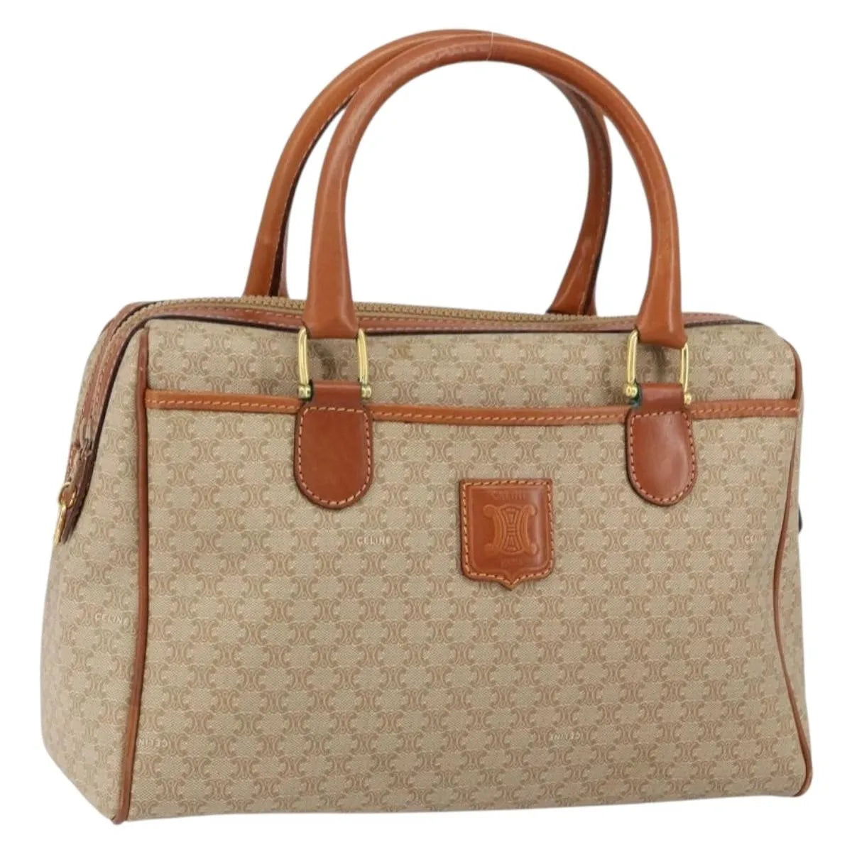 Celine Vintage Macadam Canvas Beige Canvas Handbag (Pre-Owned)