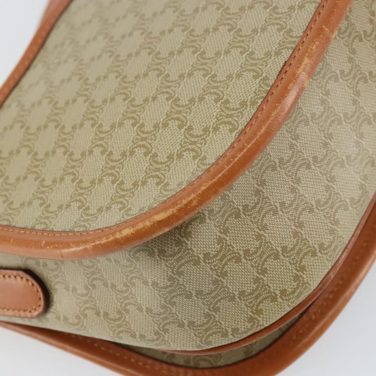 Celine Vintage Macadam Canvas And Leather Beige Canvas Shoulder Bag Bag (Pre-Owned)