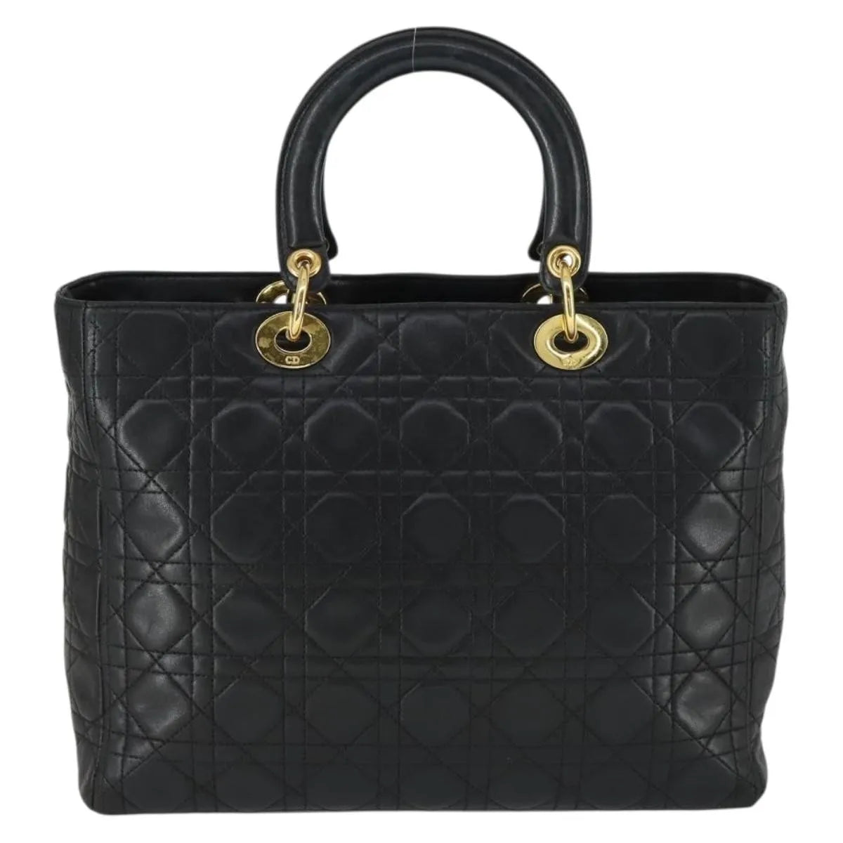 Christian Dior Lady Cannage Matelassé Black Leather Tote Bag Bag (Pre-Owned)