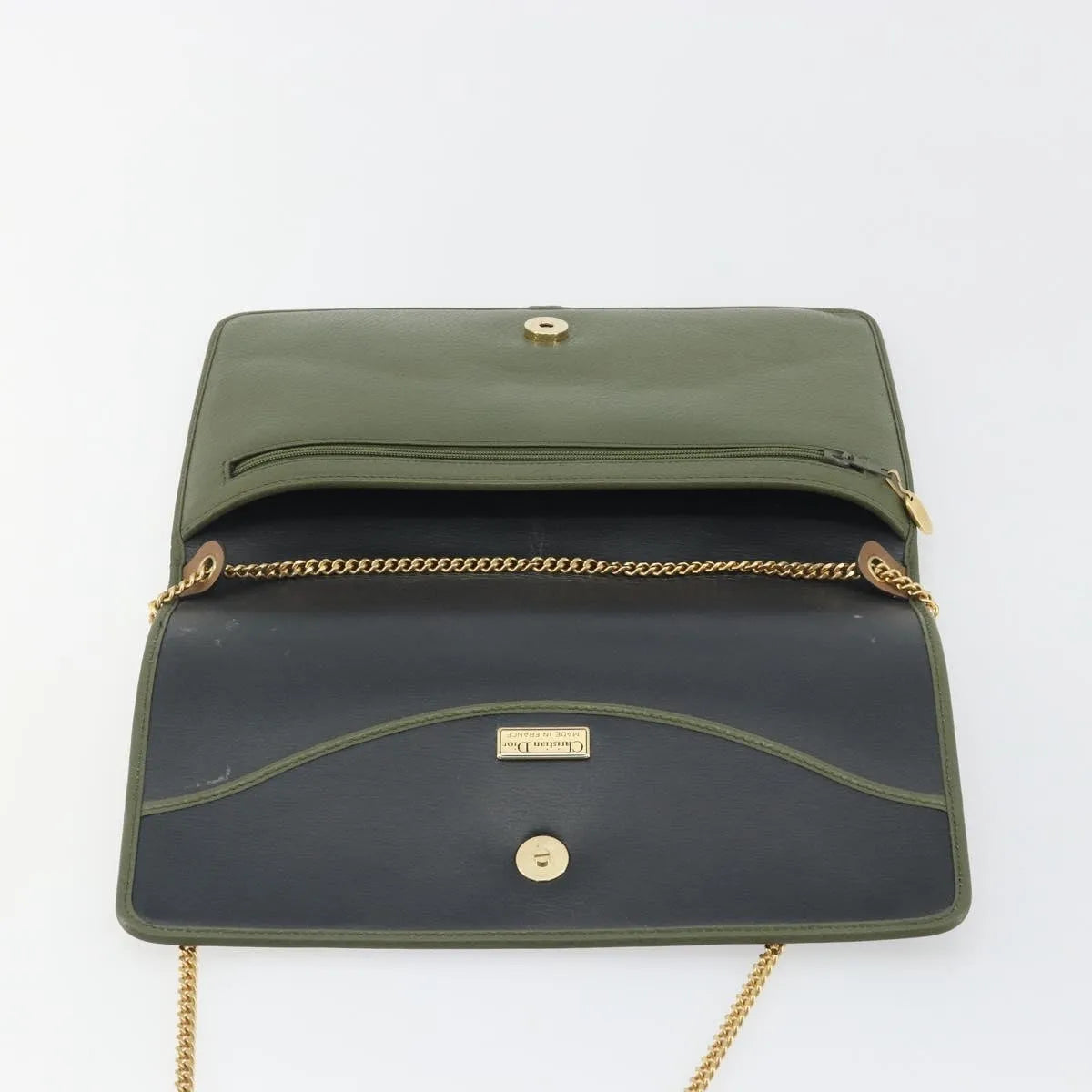 Christian Dior Vintage Chain Flap Leather Green Leather Shoulder Bag Bag (Pre-Owned)