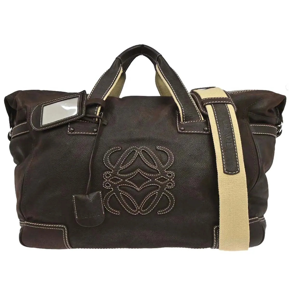 Loewe Anagram Bag Leather Brown Leather Handbag (Pre-Owned)