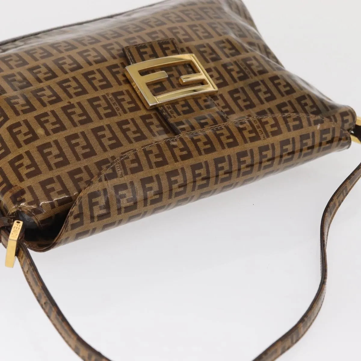 Fendi Mamma Baguette Cuir Verni Brown Pvc Shoulder Bag Bag (Pre-Owned)