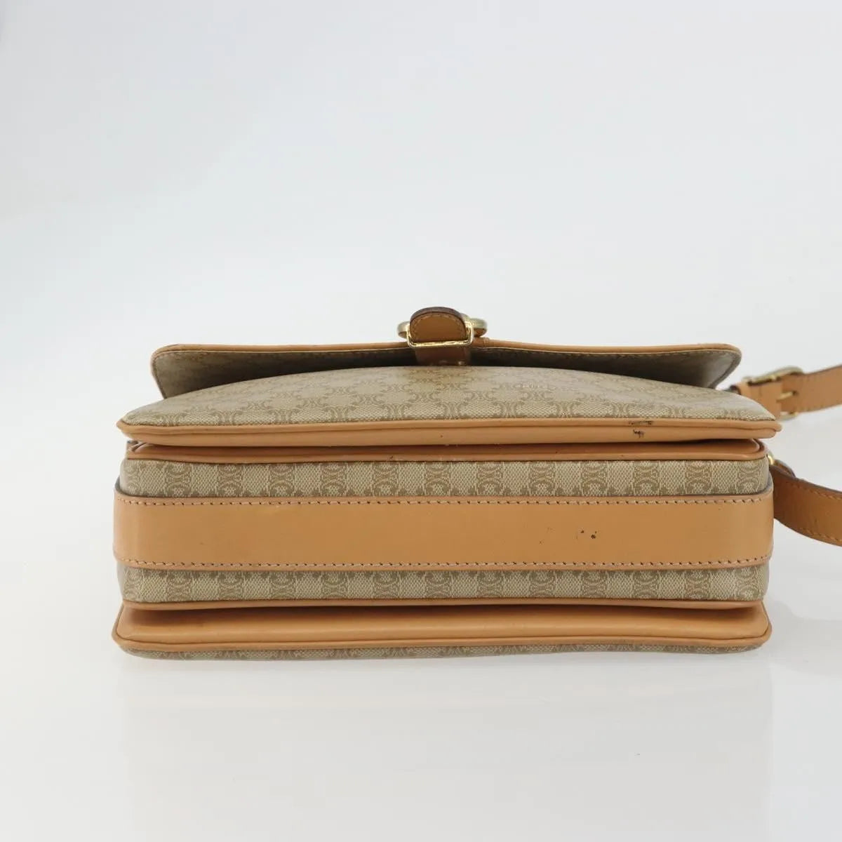 Celine Vintage Macadam Canvas And Leather Beige Canvas Shoulder Bag Bag (Pre-Owned)