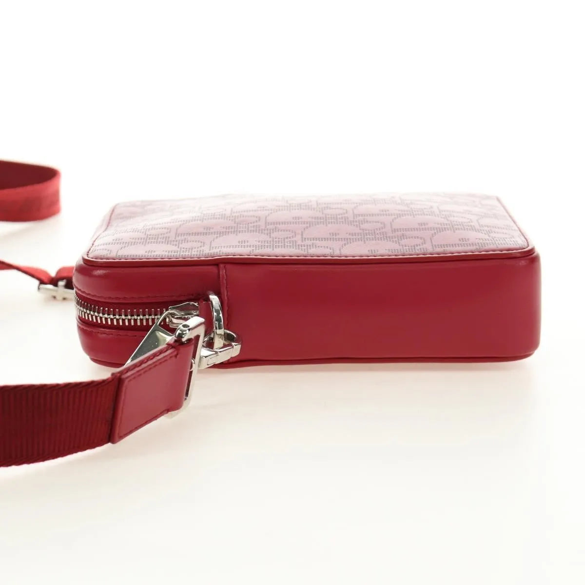 Christian Dior World Tour Zip Messenger Oblique Galaxy Leather Red Canvas Shoulder Bag Bag (Pre-Owned)