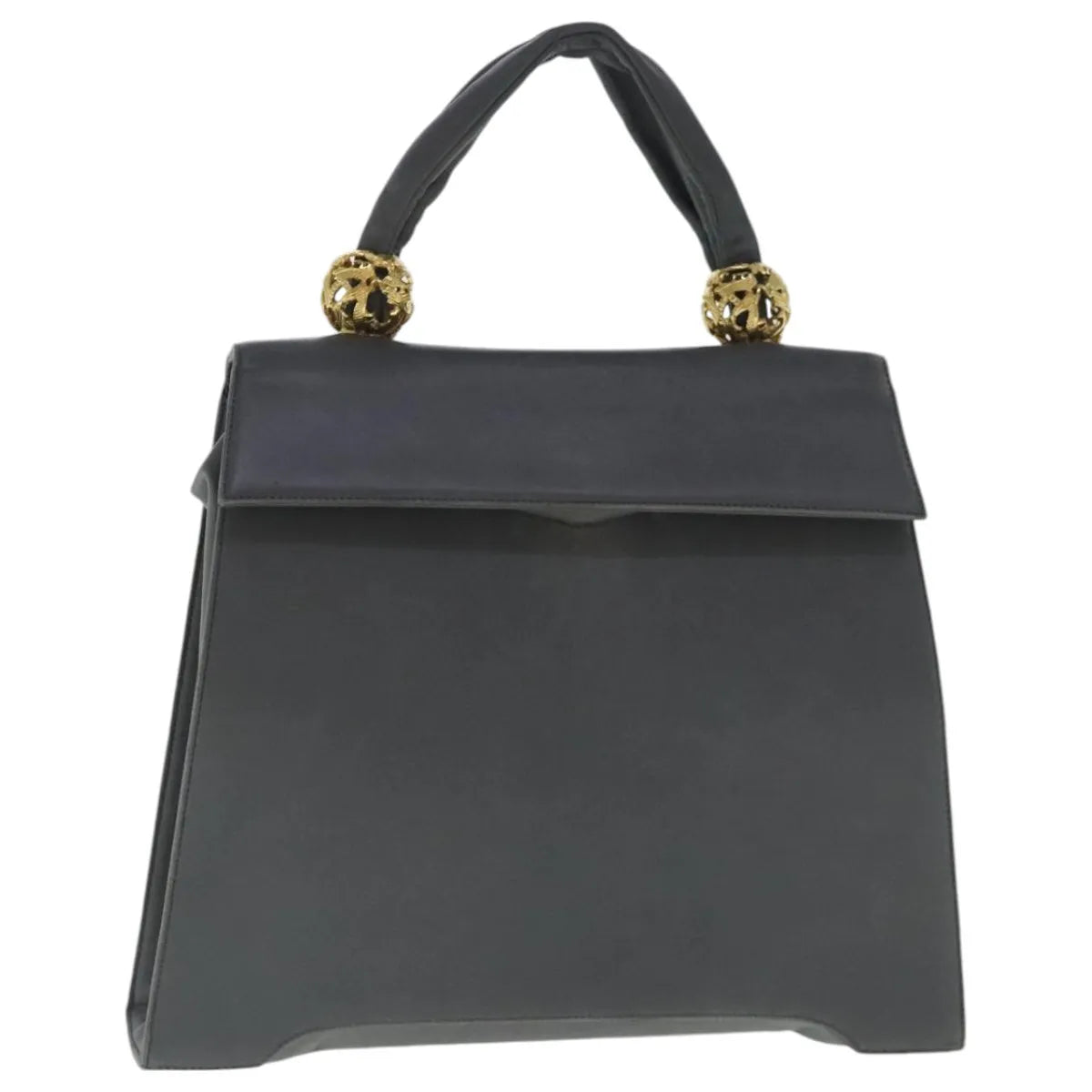 Salvatore Ferragamo Vintage Handbag Leather Gray Leather Handbag (Pre-Owned)