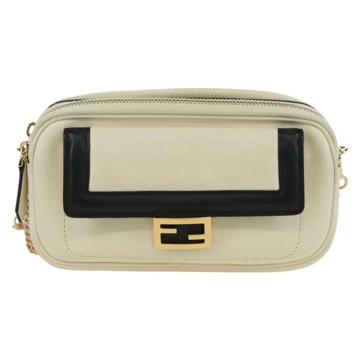 Fendi Easy 2 Baguette Leather Beige Leather Crossbody Bag Bag (Pre-Owned)