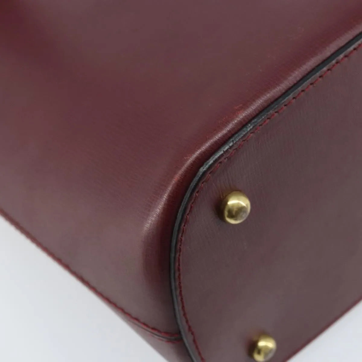 Cartier Vintage Must De Cartier Leather Burgundy Leather Handbag (Pre-Owned)