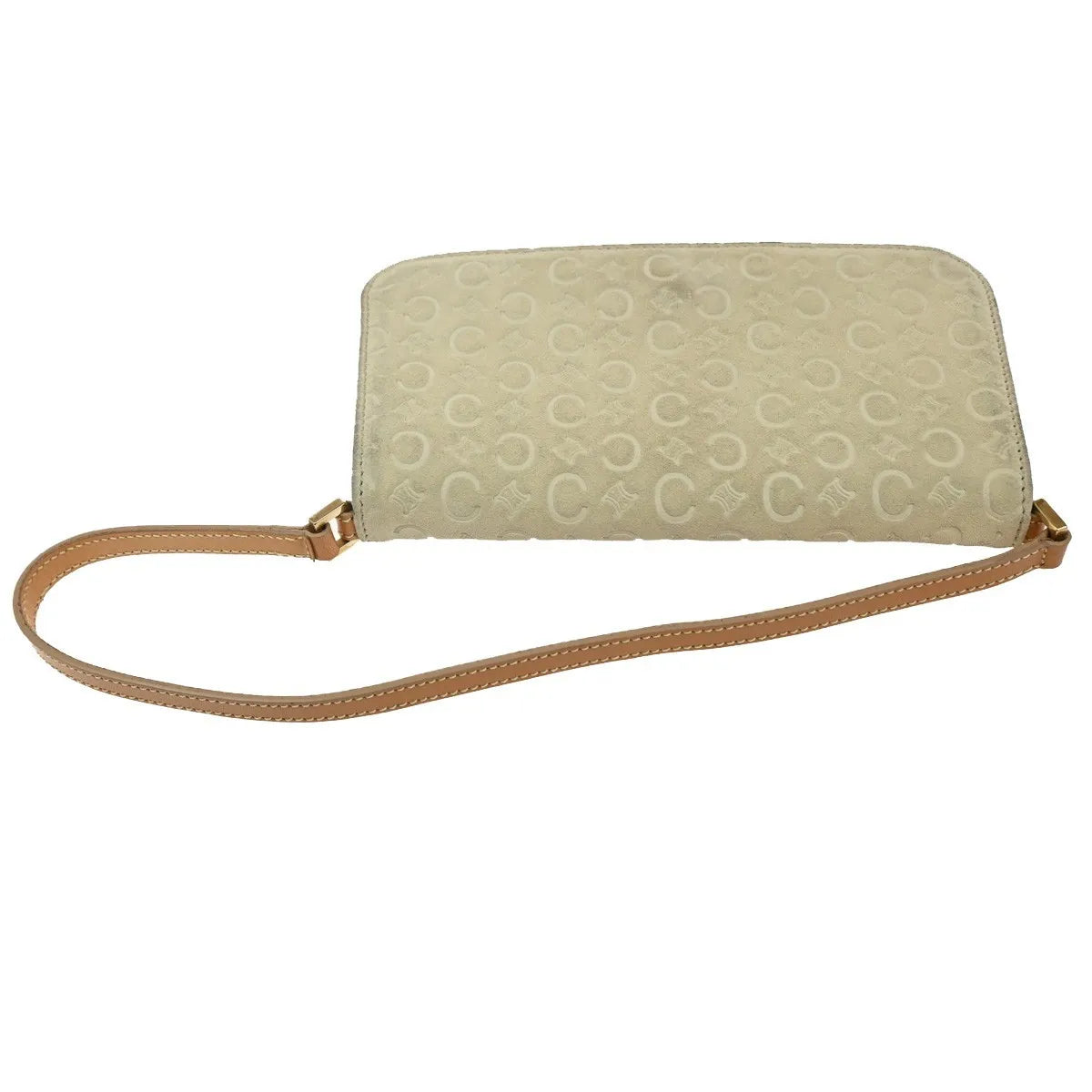 Celine C Macadam Shoulder Suede Beige Suede Clutche & Pouche Bag (Pre-Owned)