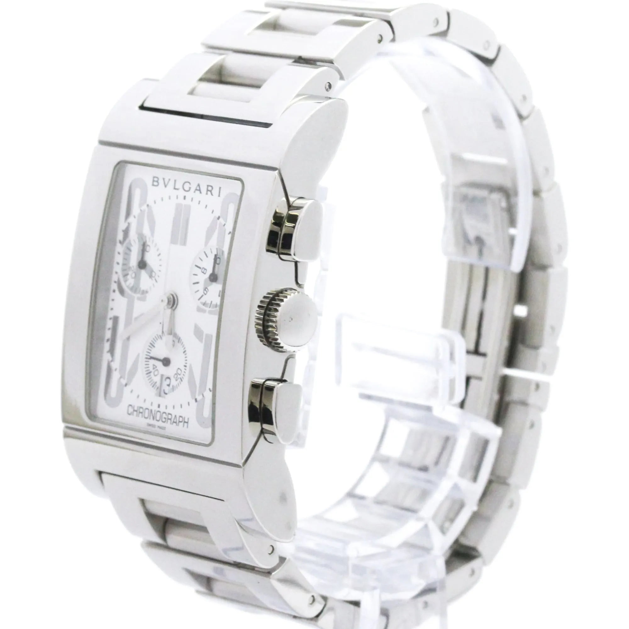 Bvlgari Bvlgari Rettangolo Chronograph Quartz Stainless Steel Watch (Pre-Owned)