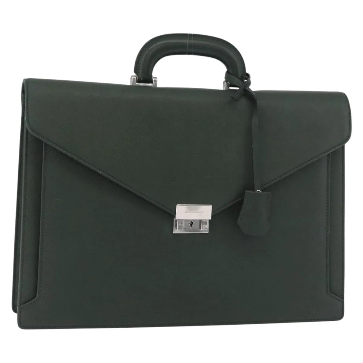 Burberry Briefcase Leather Green Leather Briefcase Bag (Pre-Owned)