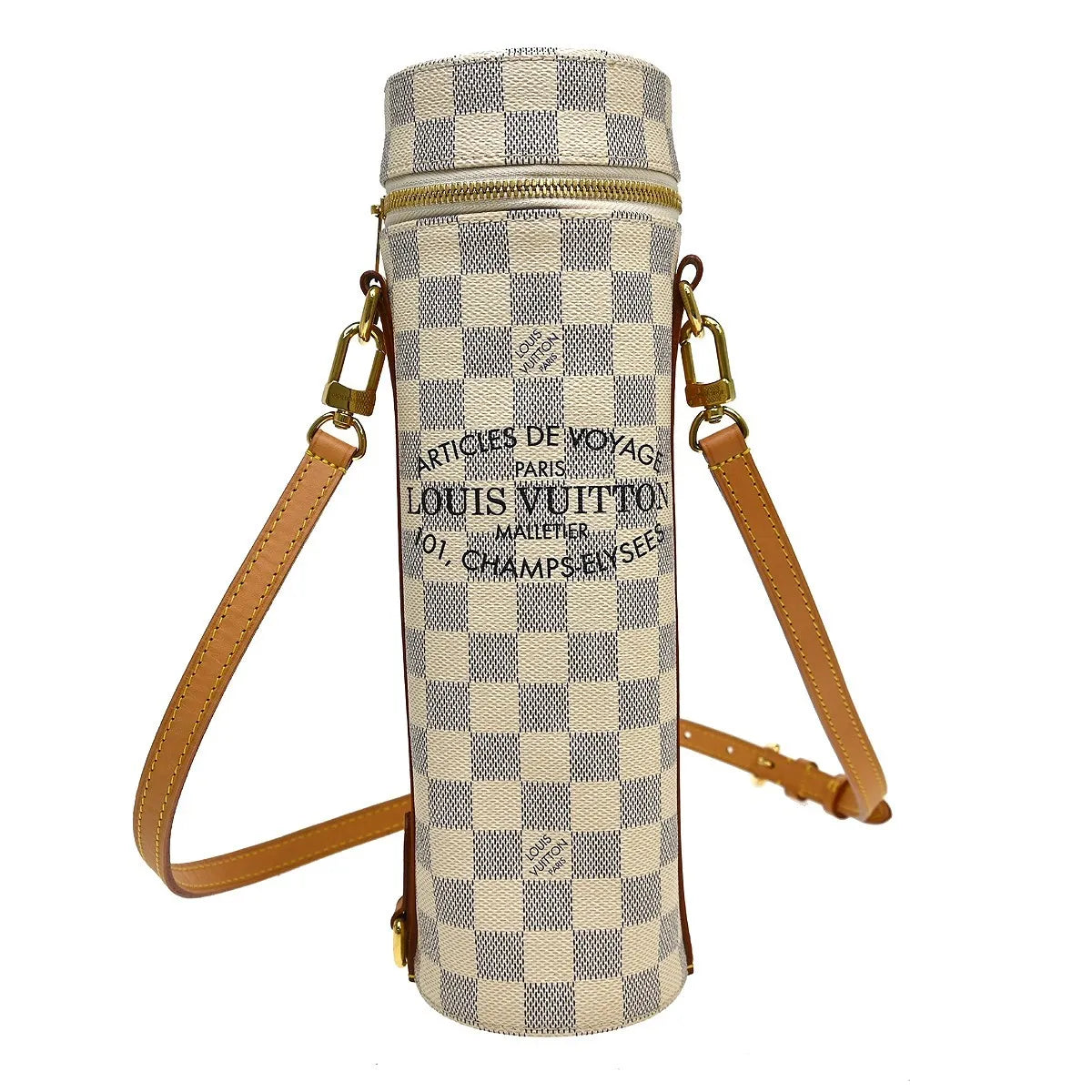 Louis Vuitton Bottle Holder Damier White Canvas Clutche & Pouche Bag (Pre-Owned)