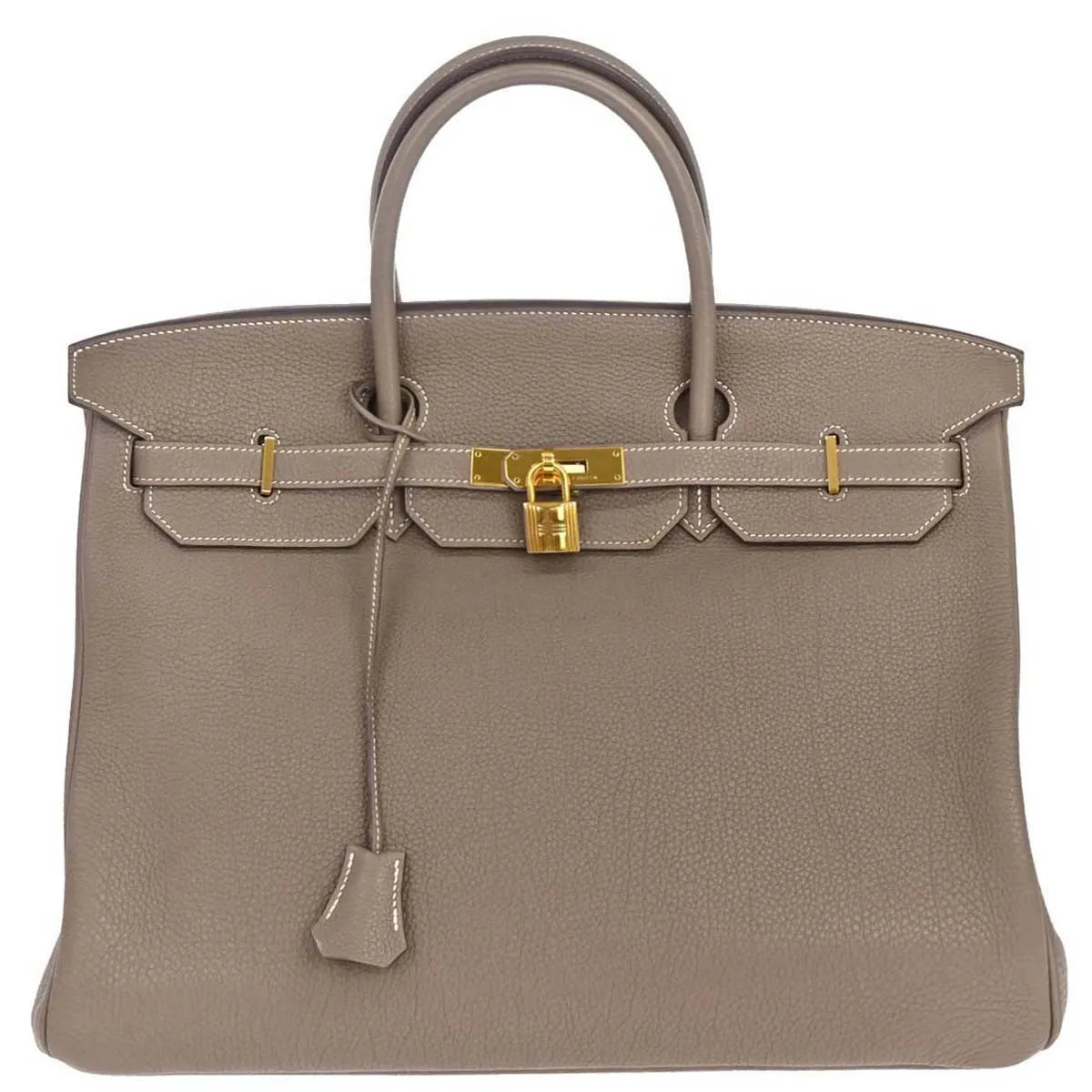 Hermes Birkin Etoupe Togo With Gold Hardware Gray Calfskin Handbag (Pre-Owned)