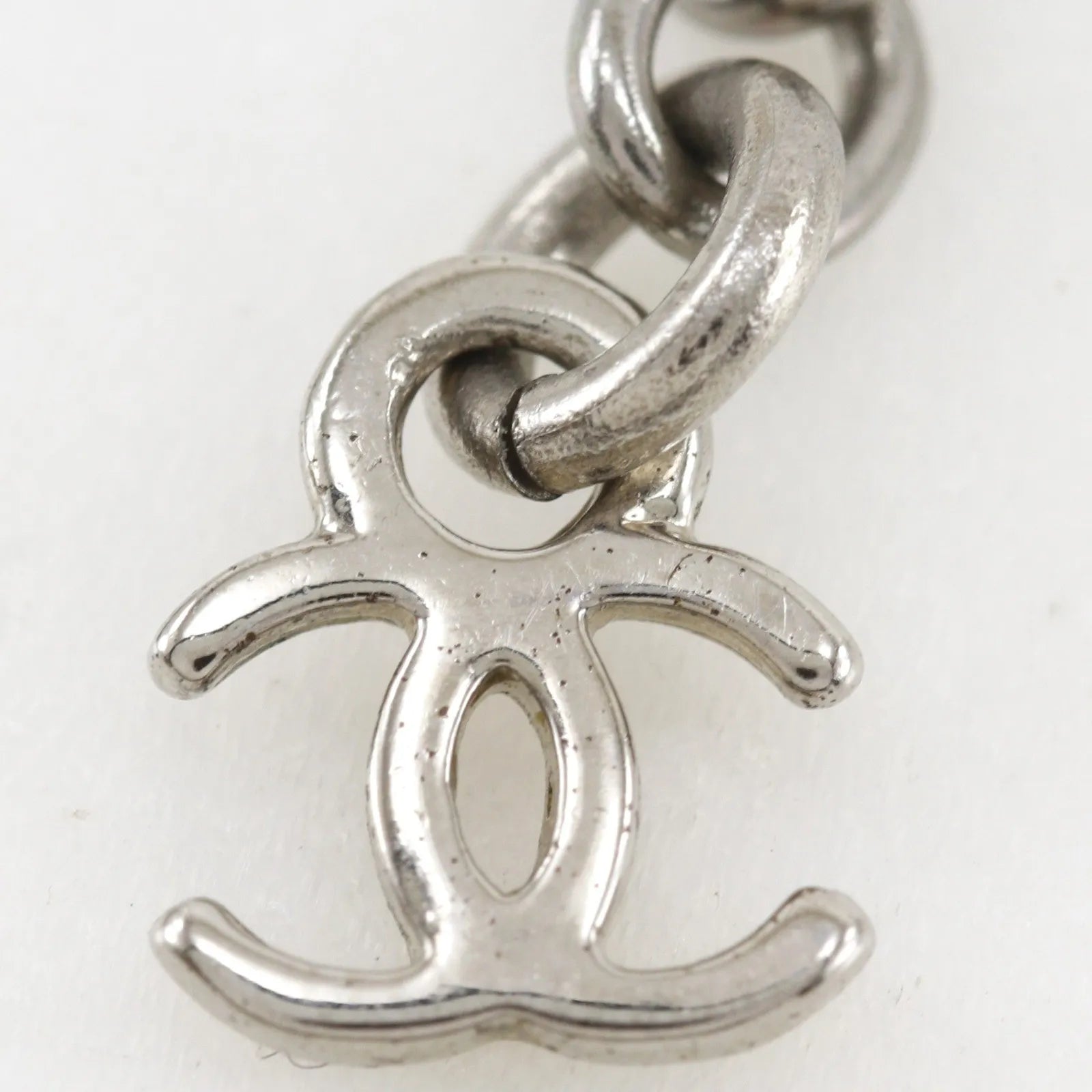 Chanel Cc Ball Drop Pendant Metal Silver Metal Necklace Jewelry (Pre-Owned)