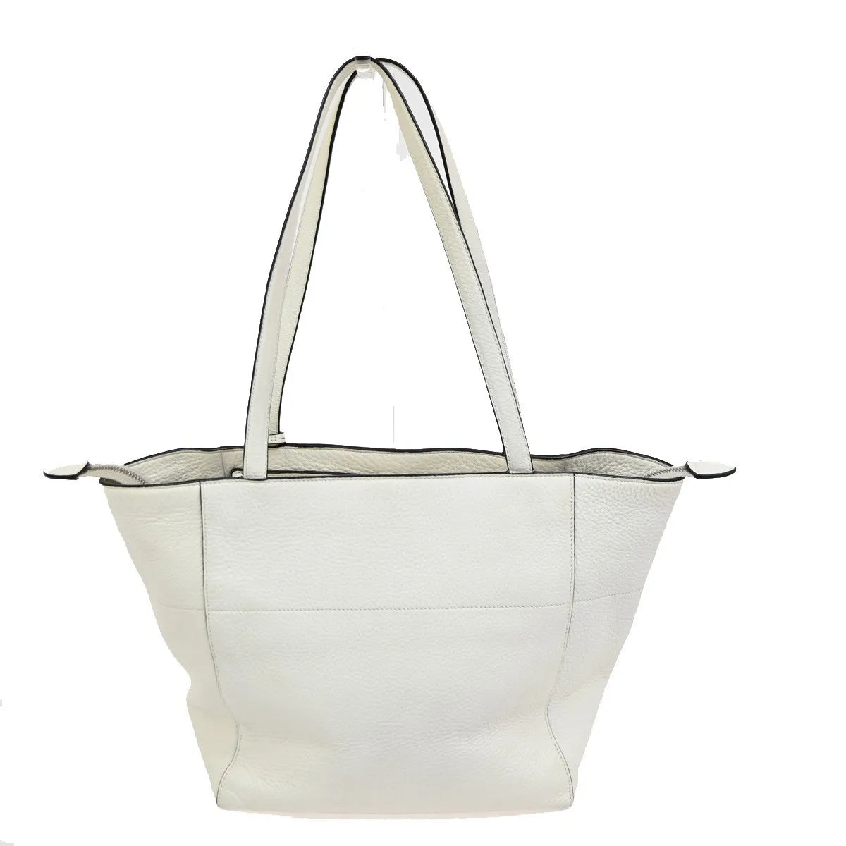 Prada Vintage Tote Leather White Leather Tote Bag Bag (Pre-Owned)