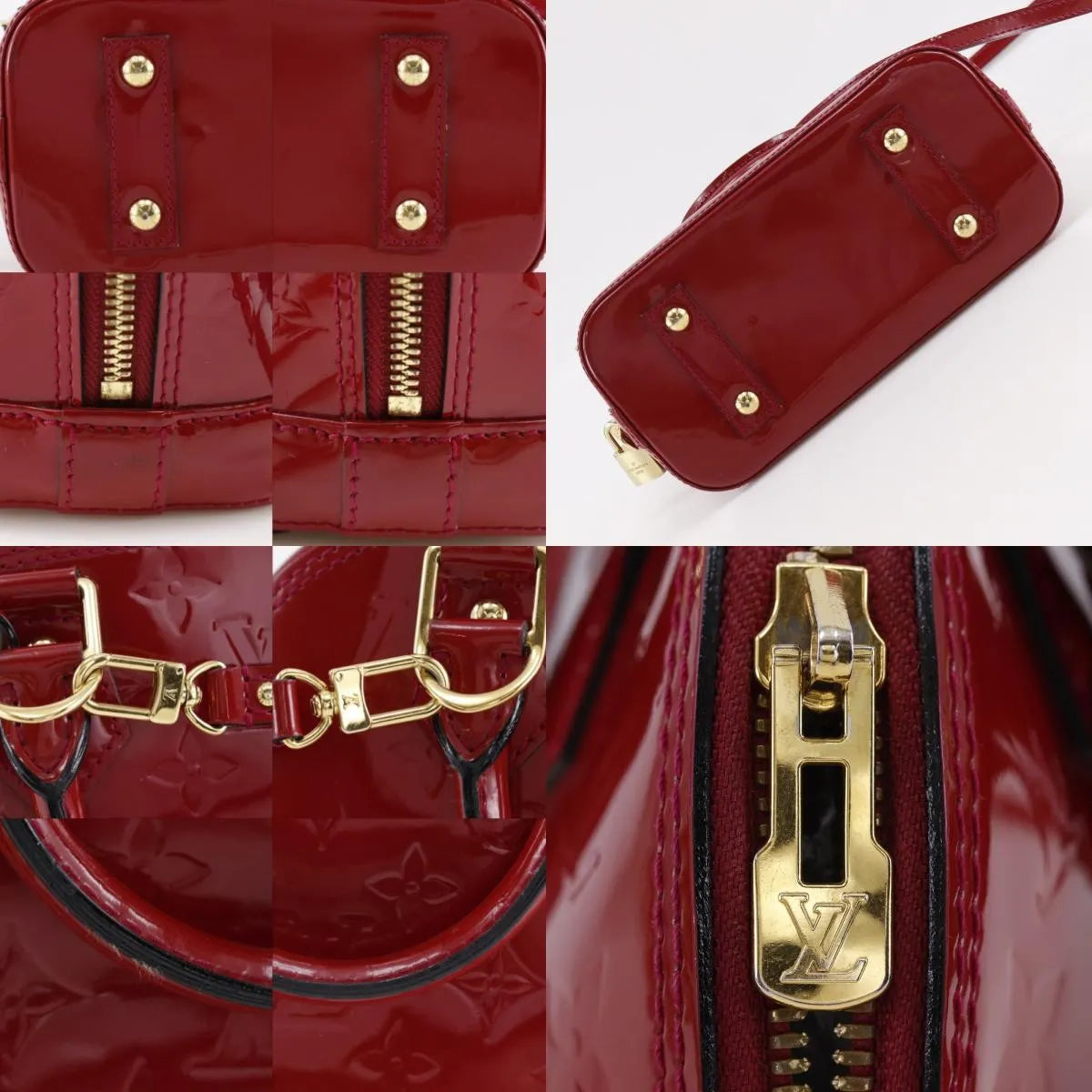 Louis Vuitton Alma Vernis Red Patent_Leather Handbag (Pre-Owned)